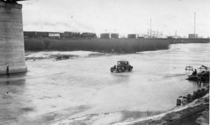 Moose Jaw car on frozen river